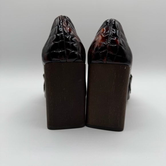 Louise Et Cie Ovidio Loafer Elegant Brown Croc Embossed Block Heel Loafers SZ6.5 - Picture 6 of 17